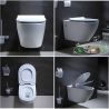 Vas wc Resigilat, Rimless, Taharet, baterie apa calda/rece, Alb, montaj suspendat, capac Soft-Close, 55x36 cm, Angi
