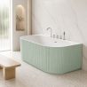 Cada de baie, freestanding, 170x80 cm, baterie si ventil inclus, Verde Mint Mat exterior si Alb Lucios interior , Acril, Eden