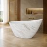 Cada de baie, freestanding, acril, ventil, preaplin crom inclus, Alb Calacatta exterior Alb Lucios interior, 160x80 cm, Cairo