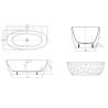 Cada de baie, freestanding, acril, ventil si preaplin crom inclus, Alb lucios exterior Alb Mat interior, 170x80 cm, Valencia