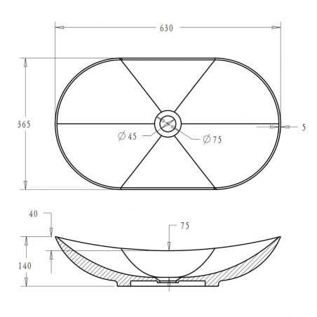 Lavoar EGO 858, Alb, mat, 63x36.5 cm, montaj pe blat, ceramica sanitara