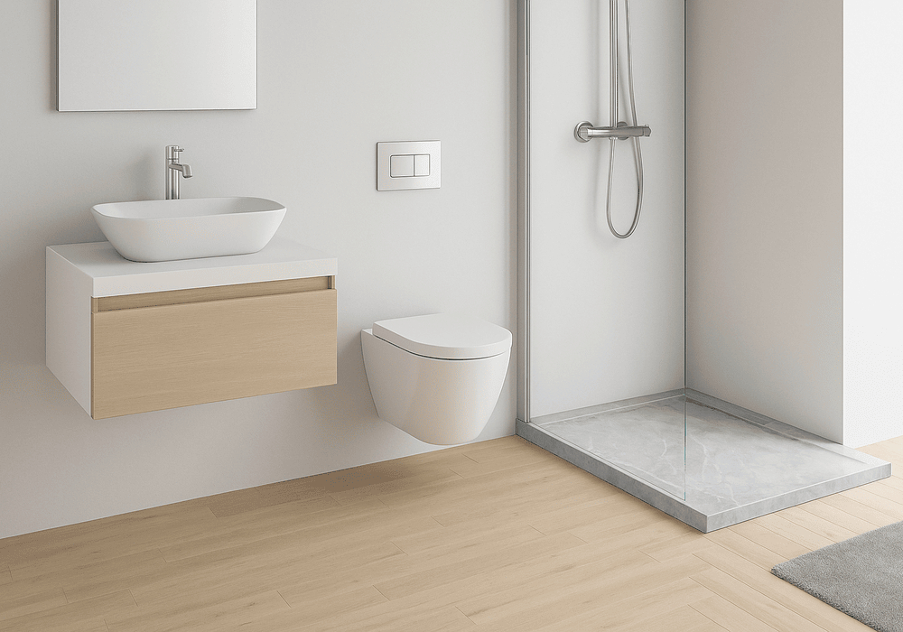Lösungen im minimalistischen Stil für kleine, aber funktionale Bäder