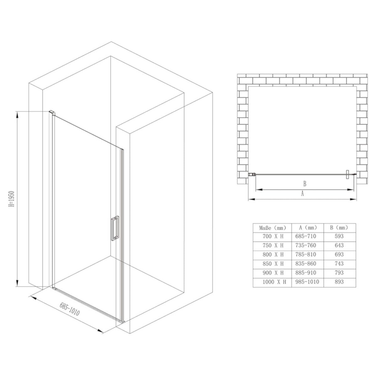 Usa de dus, Sablata partial, Deschidere 180°, montaj reversibil, Dimensiune: 90x195 cm, tratament Nano Easy Clean, EGO-24