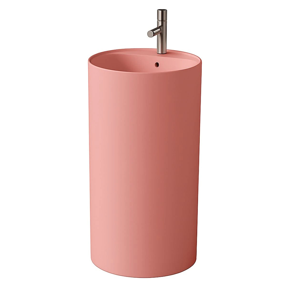 Lavoar stativ Resigilat, Roz Somon Mat, Power Color, ceramica sanitara, cu gaura de baterie, diametru 45 cm, Modena