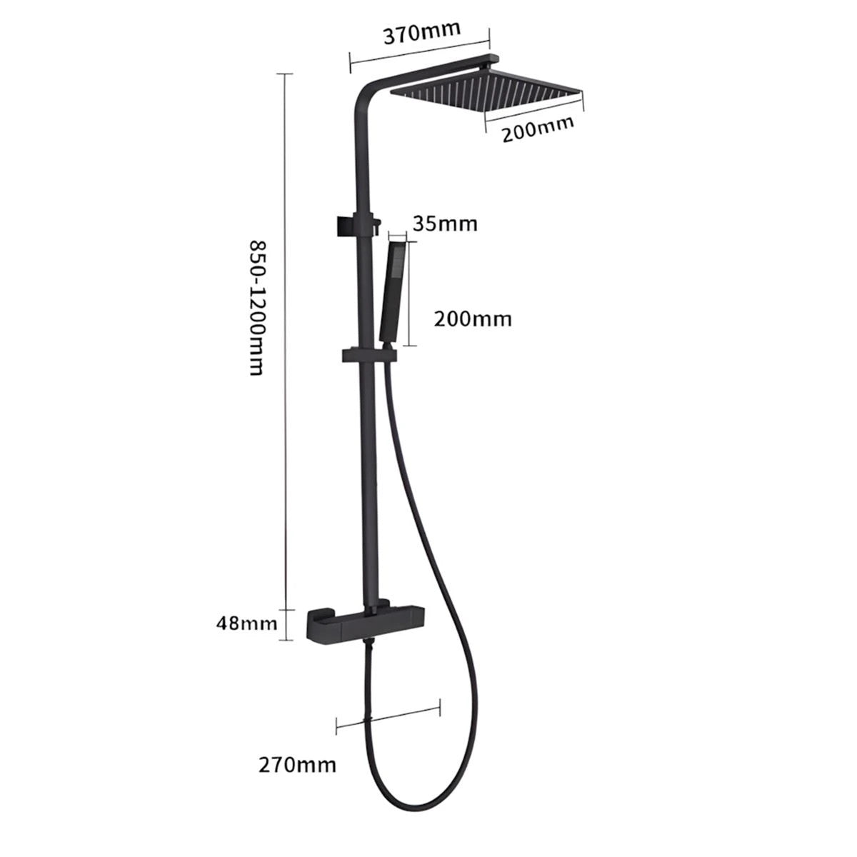 Sistem de dus cu termostat, 2 functii, dus tip ploaie, dus de mana, montaj pe perete, Auriu Mat, Hermes