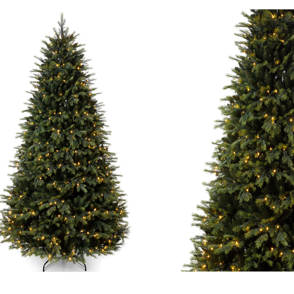 Brad de Craciun premium cu LED, ramuri 3D, Normandian PE, dimensiune 250 cm, suport metalic inclus