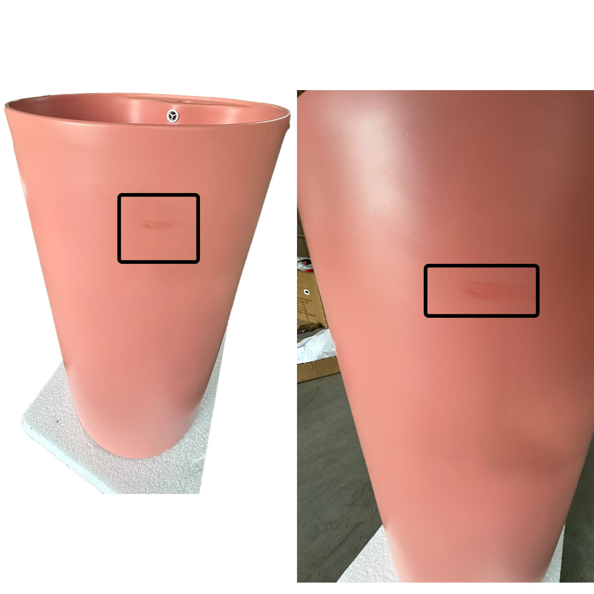 Lavoar stativ Resigilat, Roz Somon Mat, Power Color, ceramica sanitara, cu gaura de baterie, diametru 45 cm, Modena