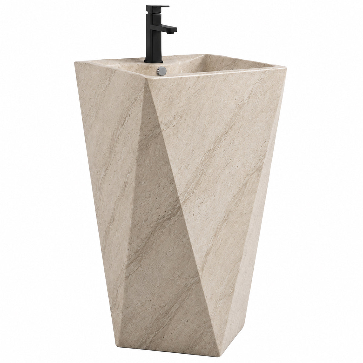 Lavoar stativ, cu gaura de baterie, 47.5x48x86 cm, montaj pe podea, ceramica sanitara, Enrico Stone