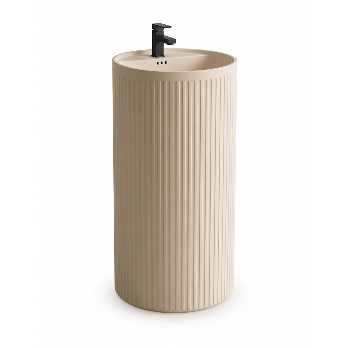 Lavoar freestanding, Jasmine Mat cu riflaj vertical, 45x45x85 cm, cu gaura de baterie, ceramica sanitara, Firenze