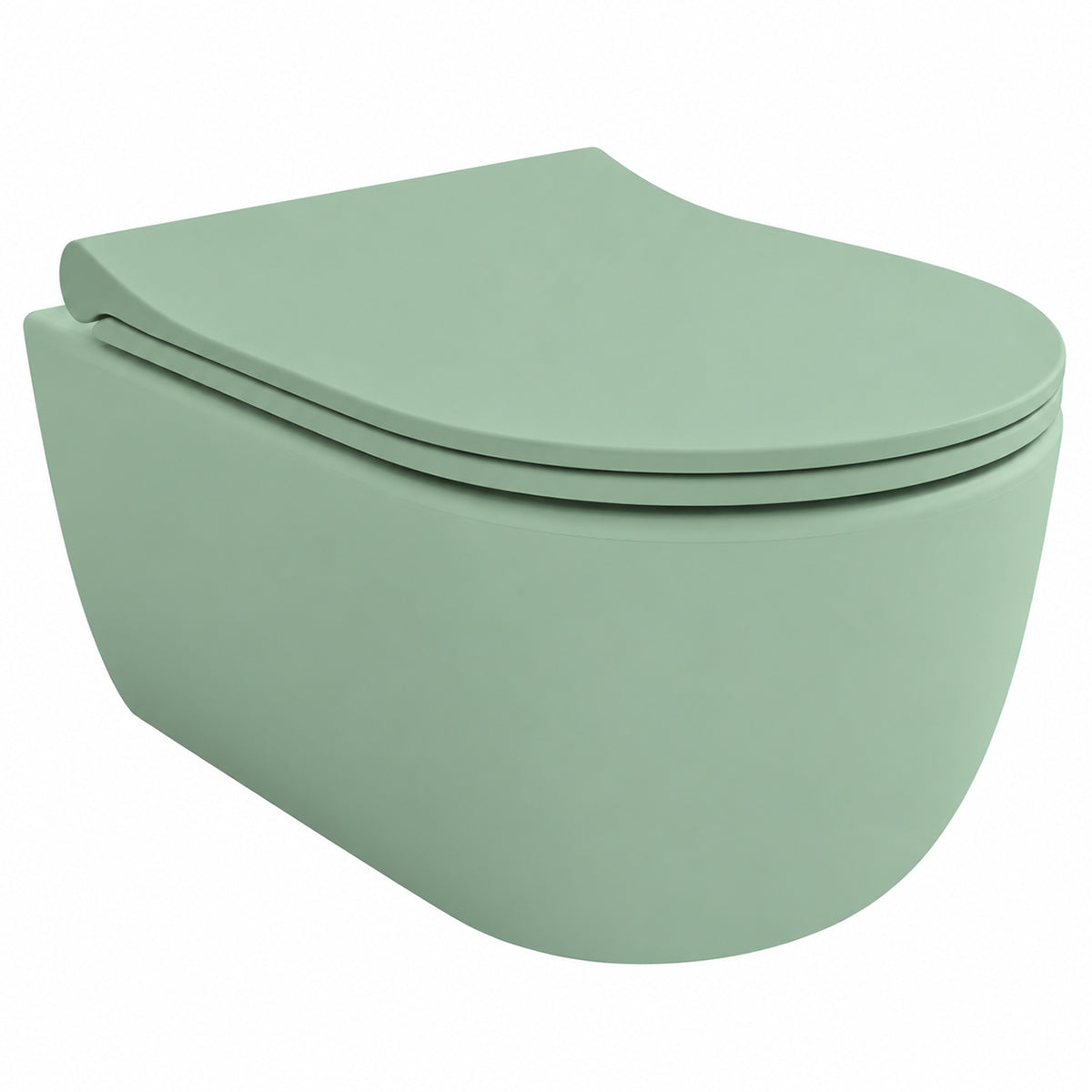 Vas WC EGO Michael Rimless, 49x37 cm, Verde Mint Mat, Power Colour, montaj suspendat, capac duroplast soft-close easy off