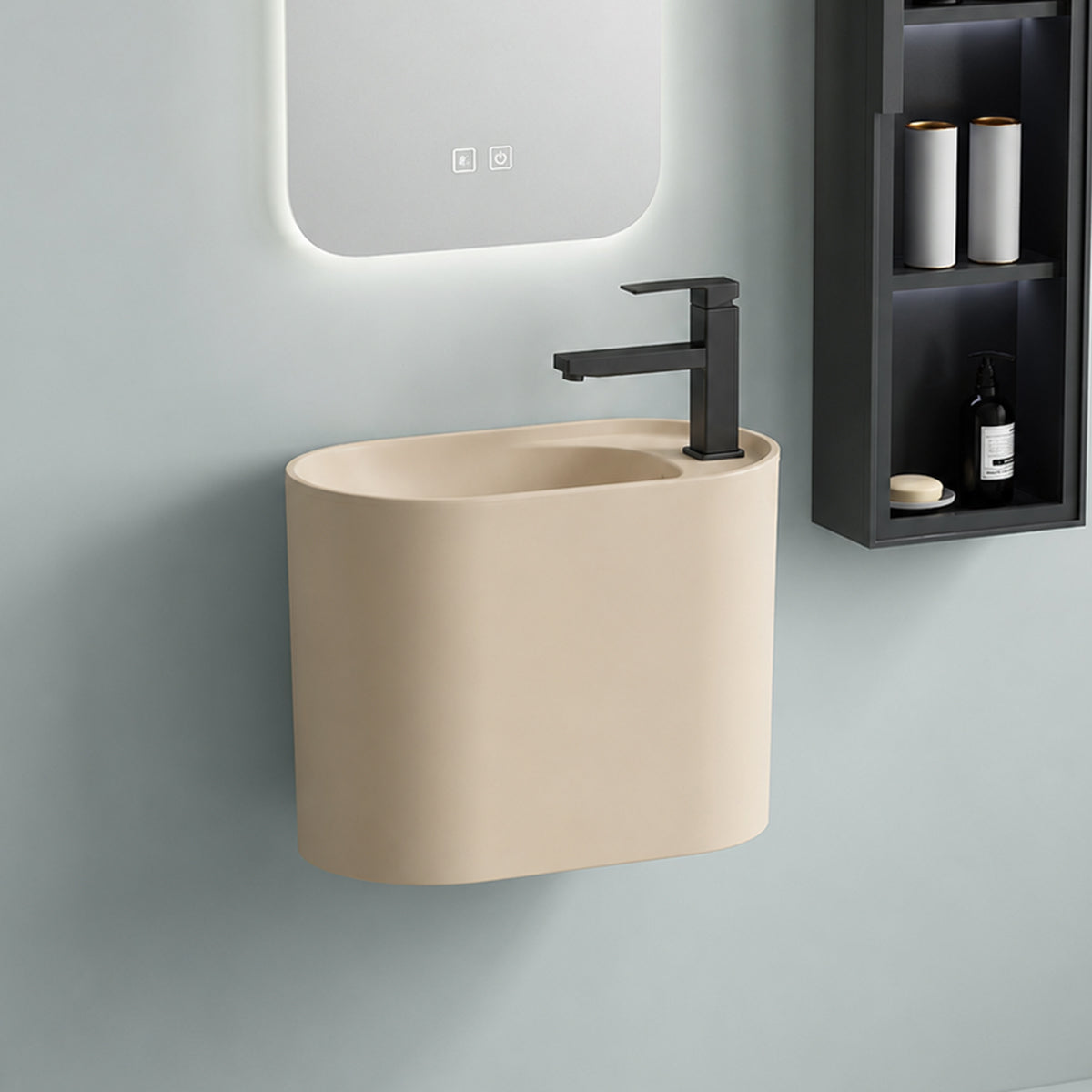Lavoar, montaj suspendat, Jasmine Mat, 50x28 cm, cu gaura de baterie, Siena
