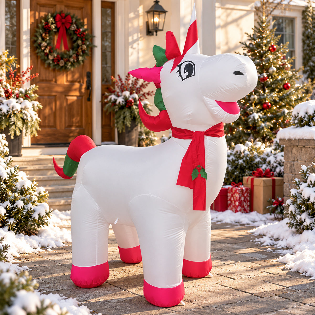 Figurina gonflabila cu pompa electrica inclusa, 180 cm, Iluminare Led, Ego-Unicorn