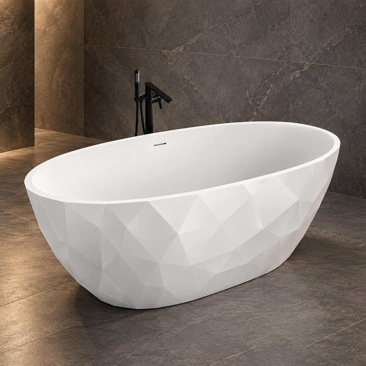 Cada de baie, freestanding, acril, ventil si preaplin crom inclus, Alb lucios, 170x80 cm, Valencia