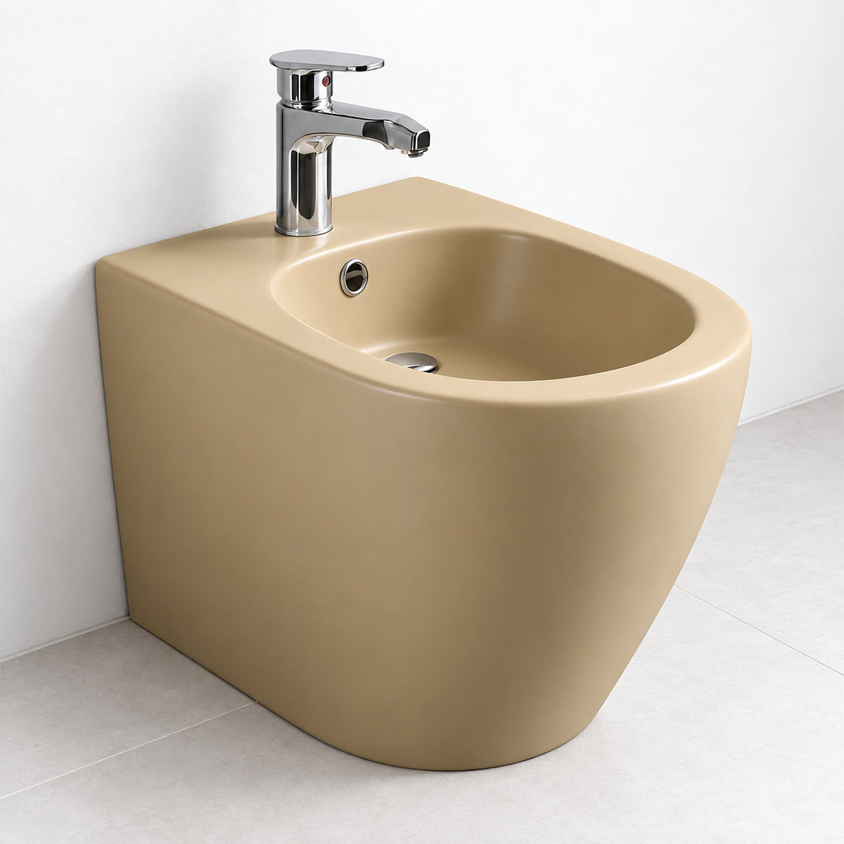 Vas bideu, ceramica sanitara, Jasmine Mat, Power Colour, 56x36 cm montaj podea, cu preaplin, Galo