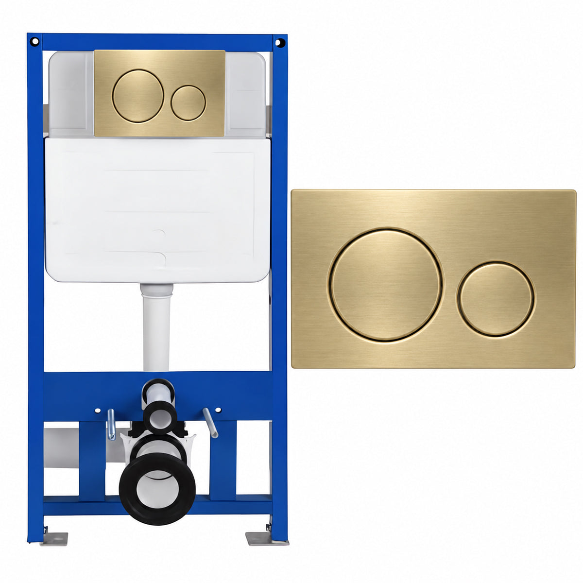 Cadru cu rezervor incastrat, latime de 50 cm, capacitate 3/8 litri, clapeta din aluminiu cu butoane rotunde auriu mat