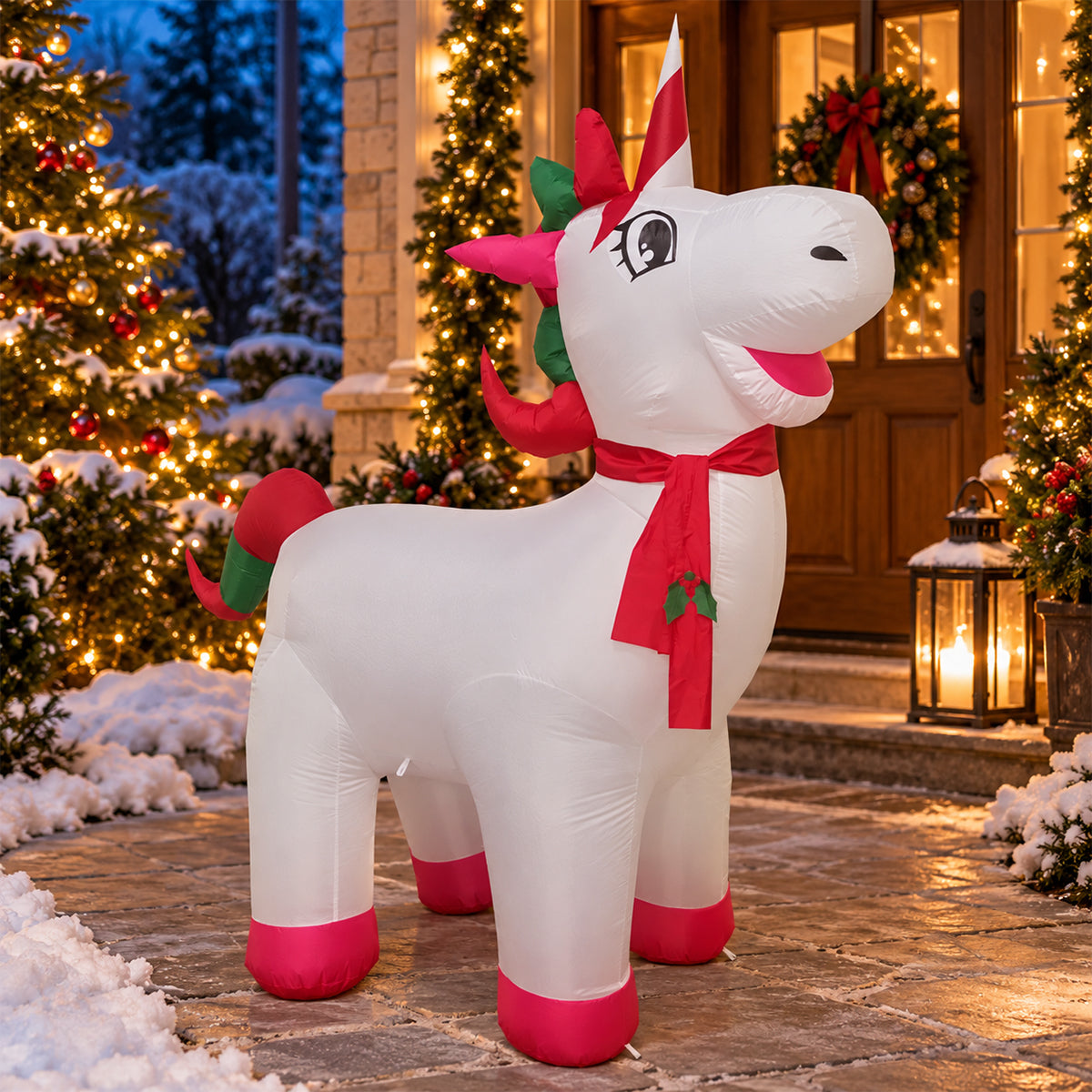 Figurina gonflabila cu pompa electrica inclusa, 180 cm, Iluminare Led, Ego-Unicorn