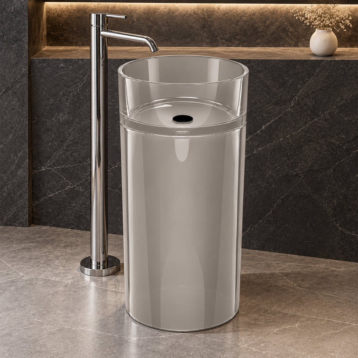Lavoar stativ, freestanding, CristalMood, Transparent, 45x45x83 cm, ventil inclus, Sole