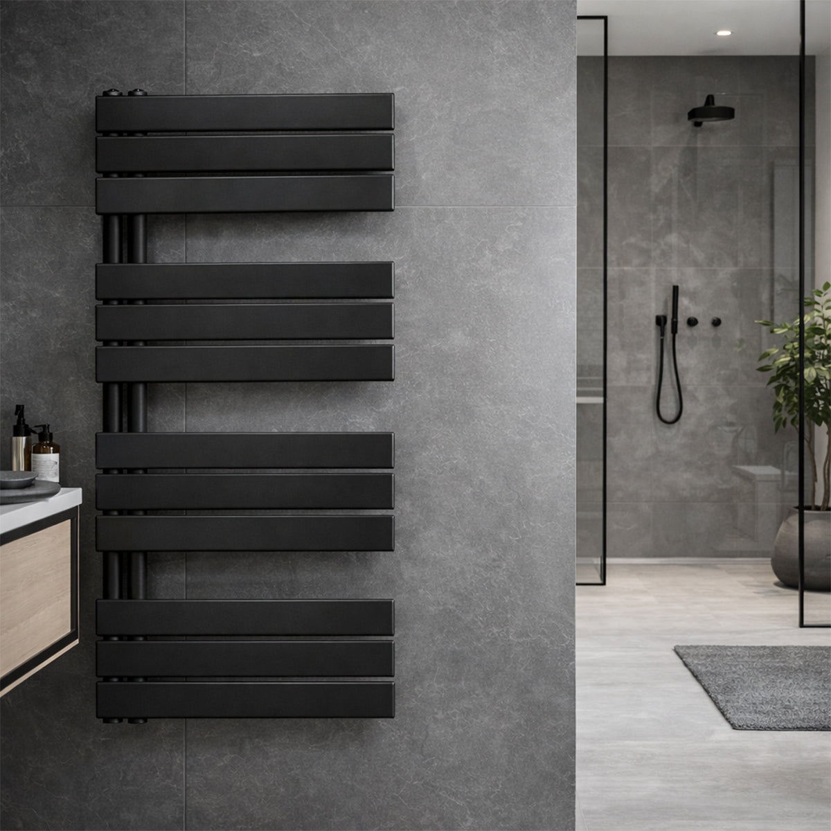 Calorifer, Radiator portprosop din otel, Negru Mat, Dimensiune: 115-140x60 cm, Nasim