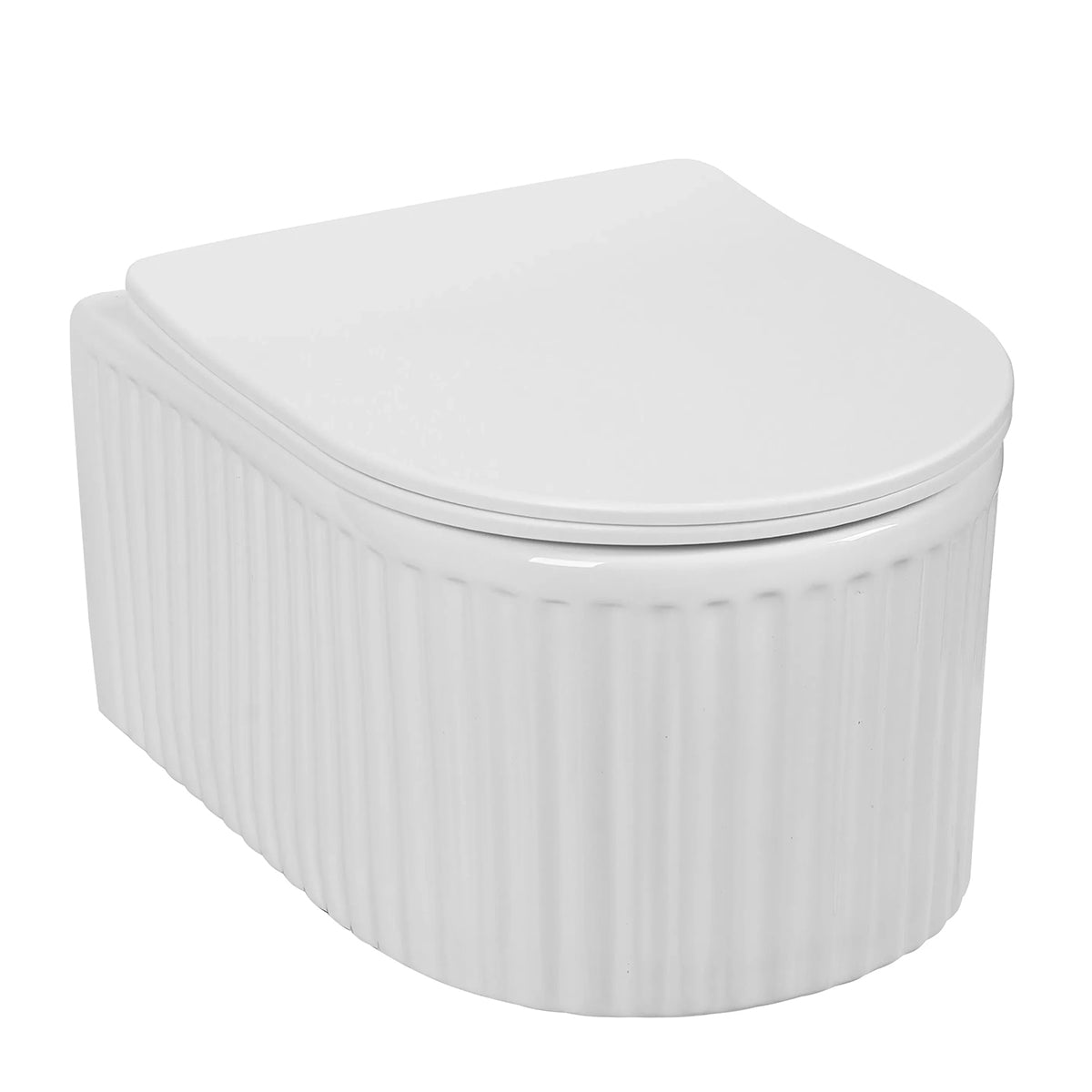 Vas WC, montaj suspendat, Alb Lucios cu riflaj vertical, Sistem Tornado Flush, 49x36 cm, ceramica sanitara, Firenze