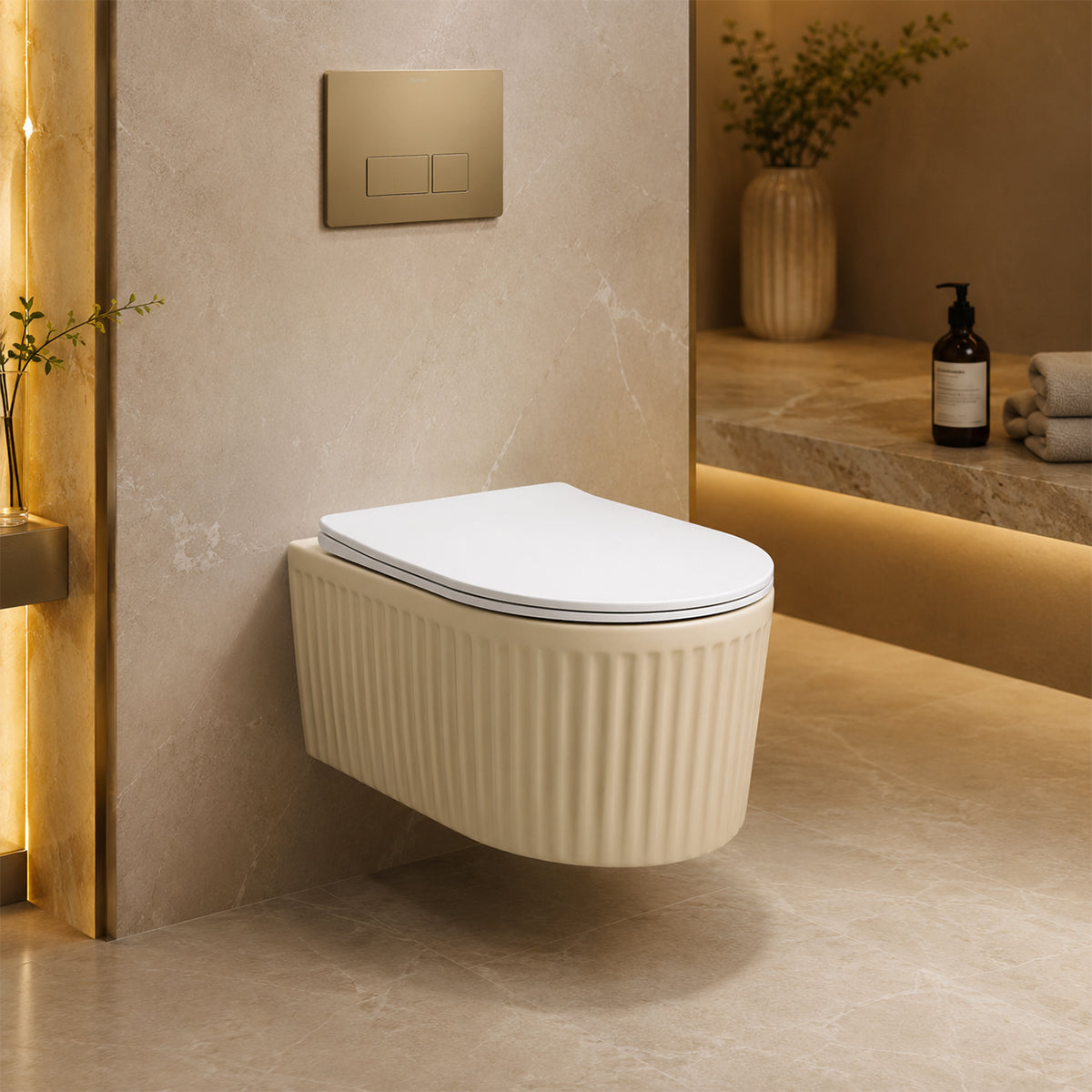 Vas WC, montaj suspendat, Jasmine Mat cu riflaj vertical, Sistem Tornado Flush, 49x36 cm, ceramica sanitara, Firenze
