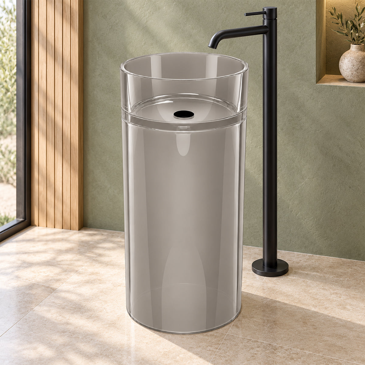 Lavoar stativ, freestanding, CristalMood, Transparent, 45x45x83 cm, ventil inclus, Sole