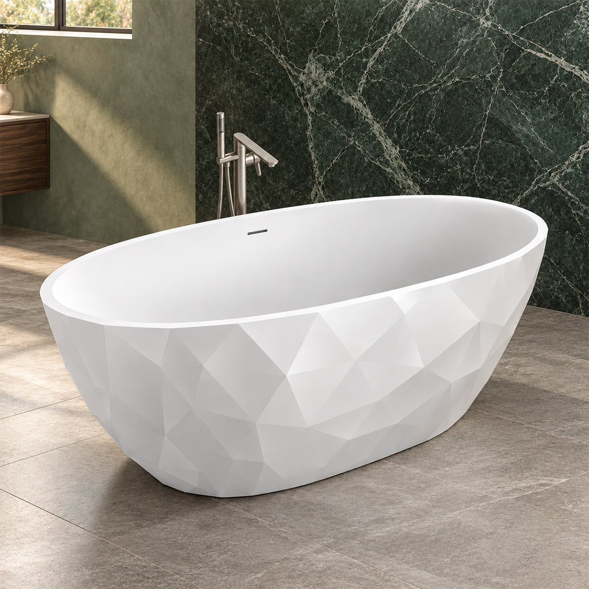 Cada de baie, freestanding, acril, ventil si preaplin crom inclus, Alb lucios, 170x80 cm, Valencia