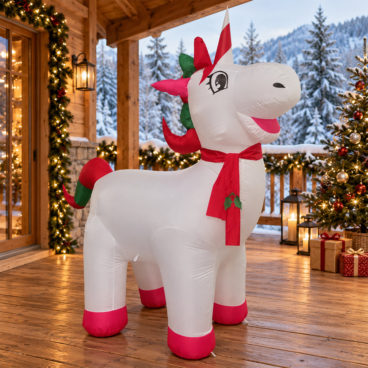 Figurina gonflabila cu pompa electrica inclusa, 180 cm, Iluminare Led, Ego-Unicorn