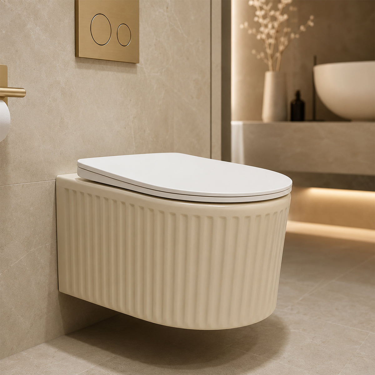 Vas WC, montaj suspendat, Jasmine Mat cu riflaj vertical, Sistem Tornado Flush, 49x36 cm, ceramica sanitara, Firenze