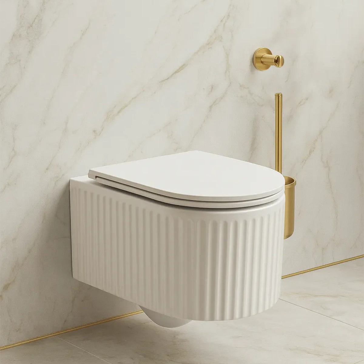 Vas WC, montaj suspendat, Alb Lucios cu riflaj vertical, Sistem Tornado Flush, 49x36 cm, ceramica sanitara, Firenze