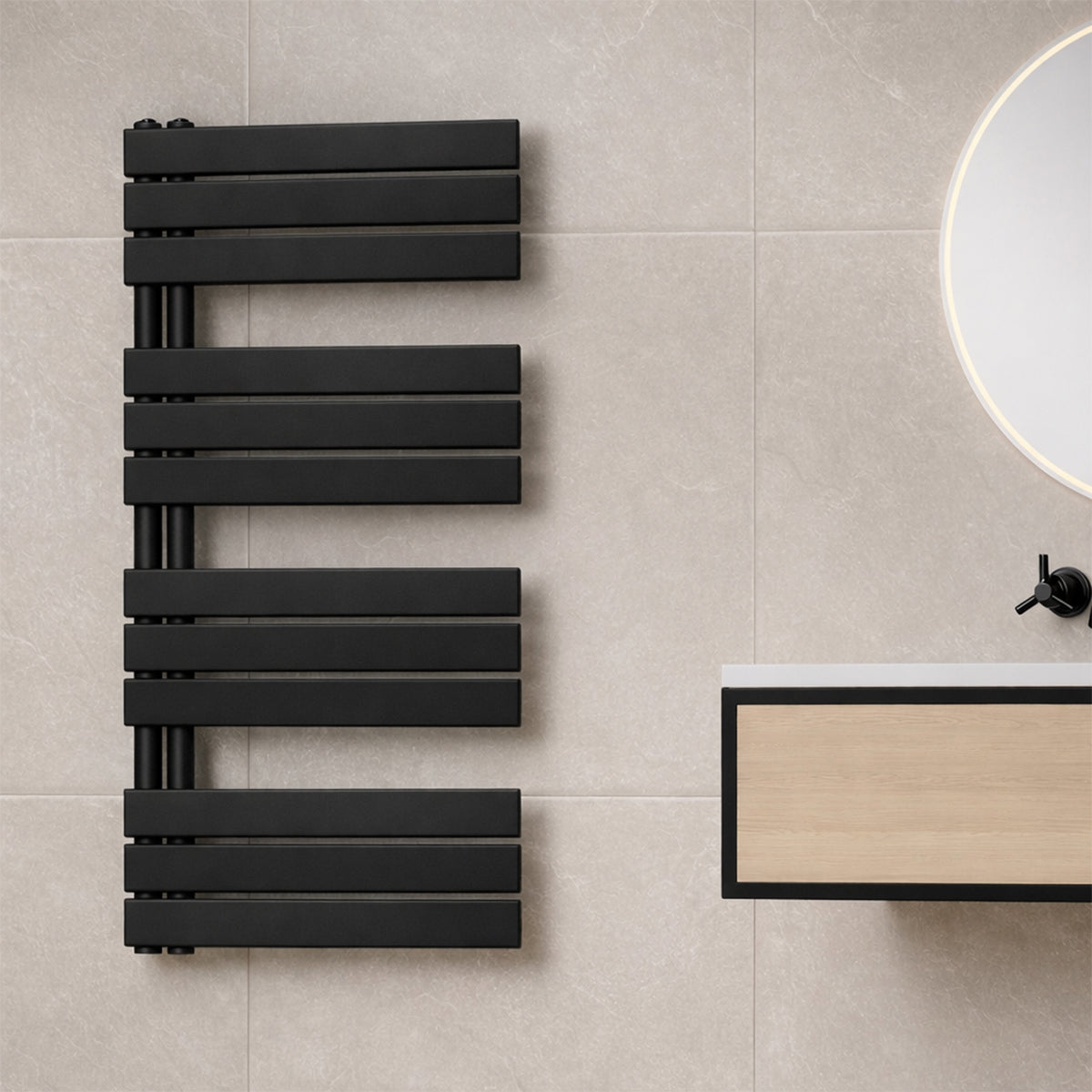 Calorifer, Radiator portprosop din otel, Negru Mat, Dimensiune: 115-140x60 cm, Nasim
