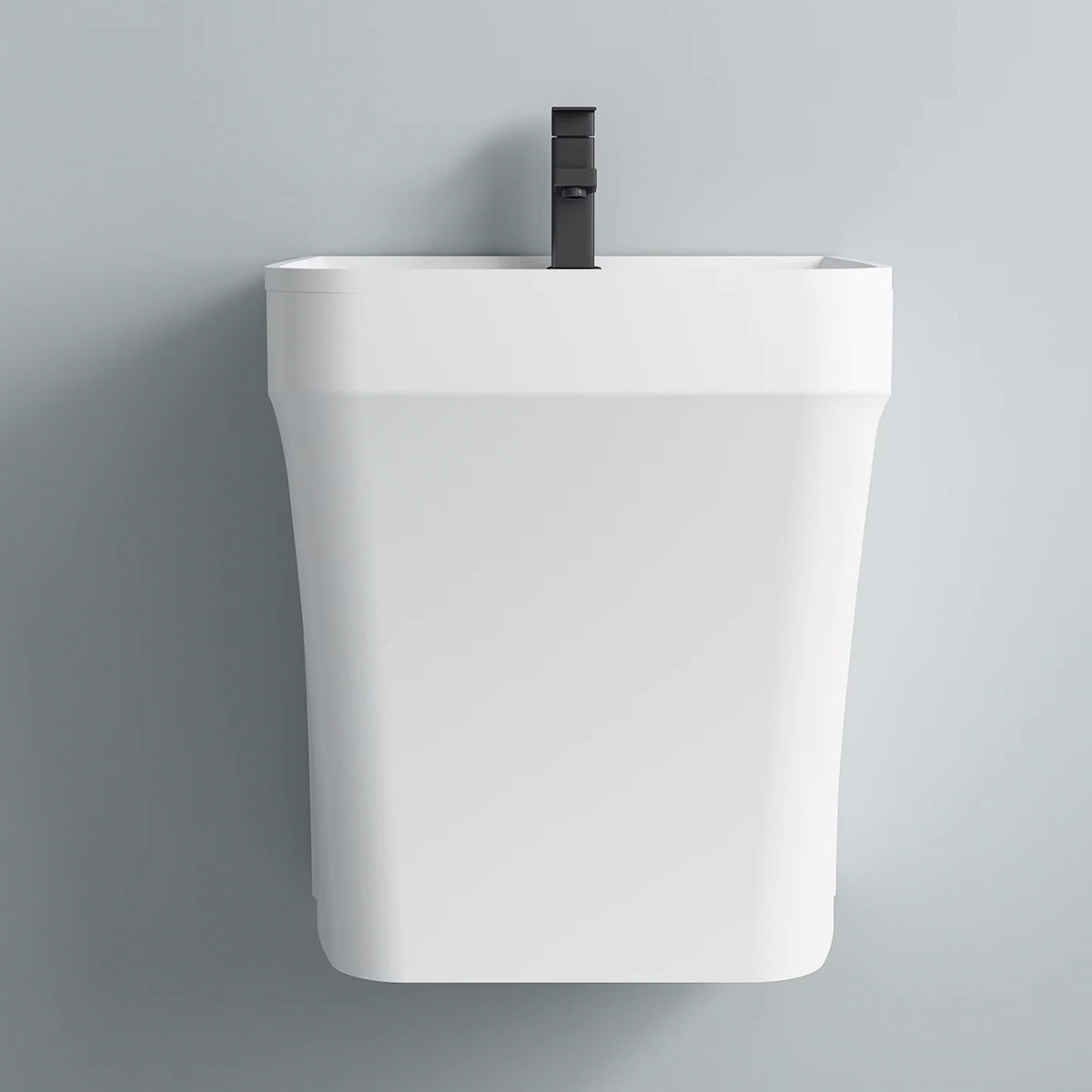 Lavoar, Alb lucios, 42x38x50 cm, montaj suspendat pe perete, ceramica sanitara, cu gaura de baterie, Creta