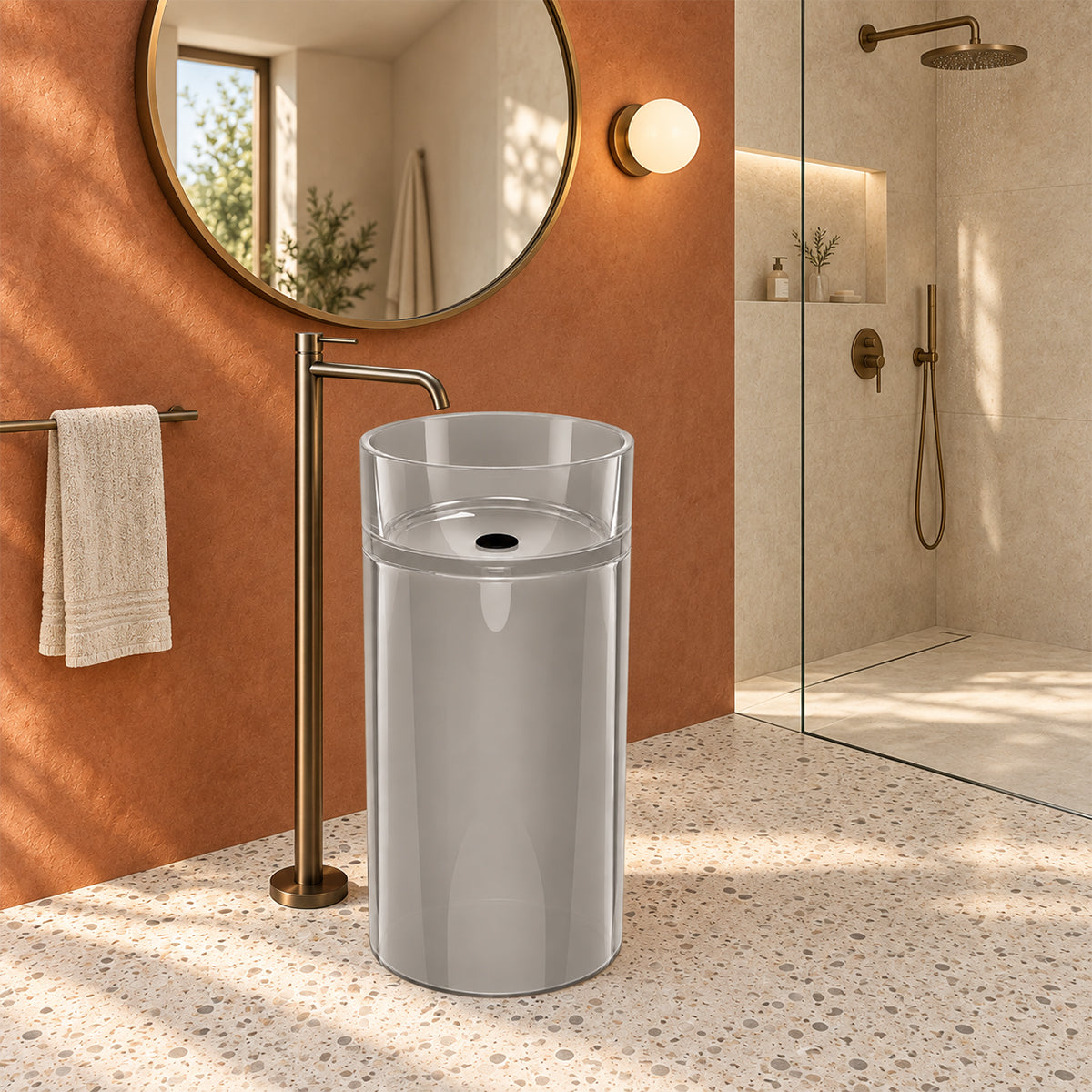 Lavoar stativ, freestanding, CristalMood, Transparent, 45x45x83 cm, ventil inclus, Sole