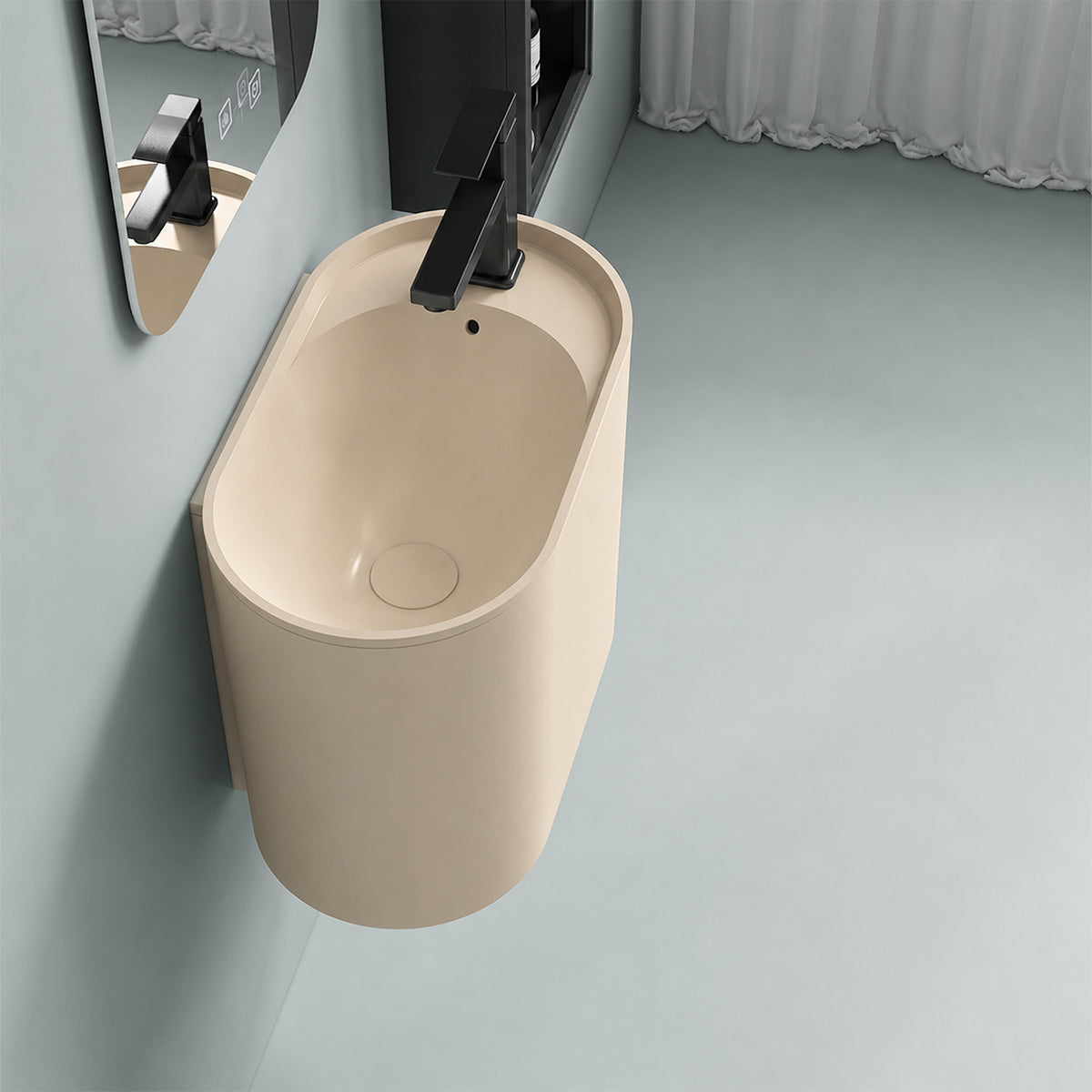 Lavoar, montaj suspendat, Jasmine Mat, 50x28 cm, cu gaura de baterie, Siena