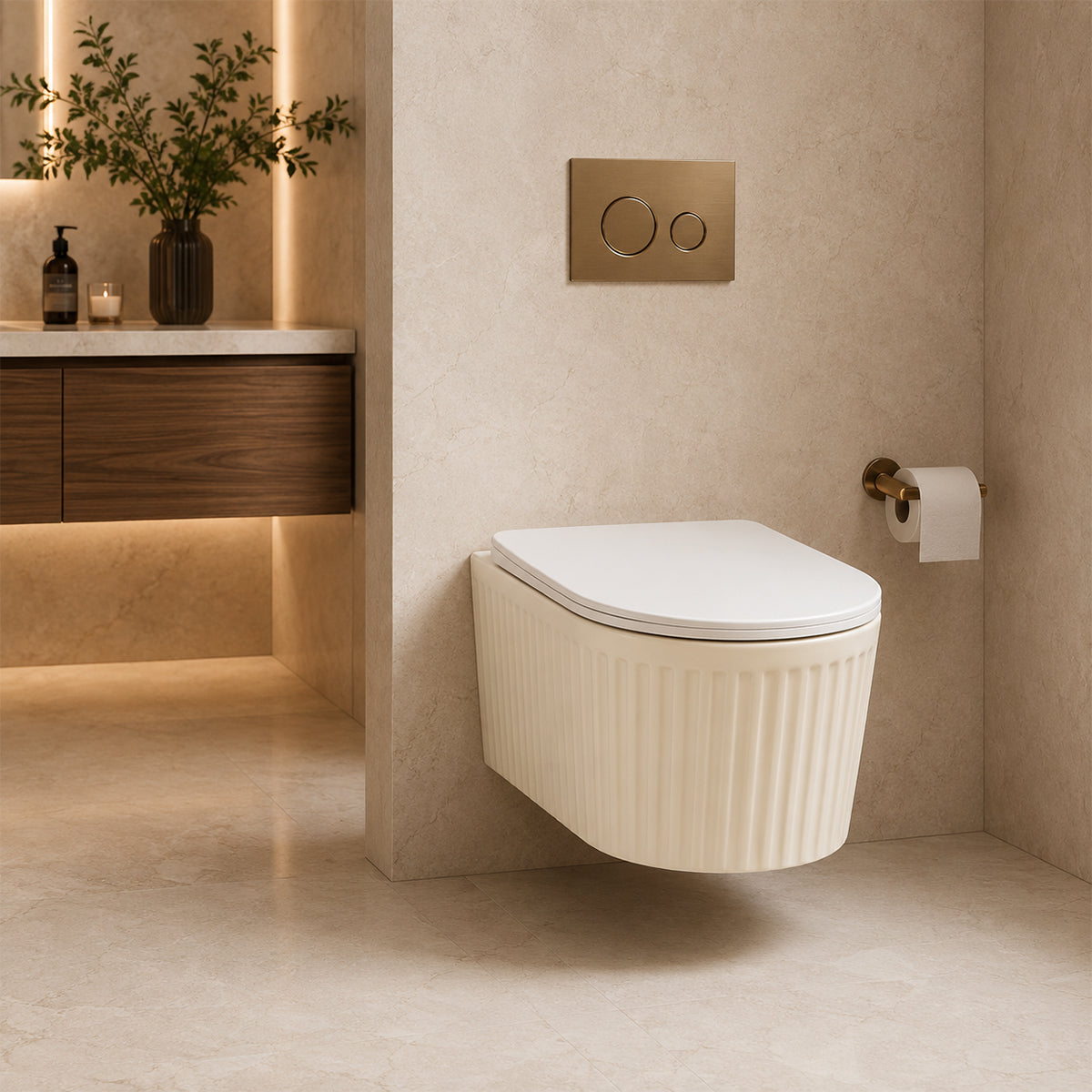 Vas WC, montaj suspendat, Jasmine Mat cu riflaj vertical, Sistem Tornado Flush, 49x36 cm, ceramica sanitara, Firenze