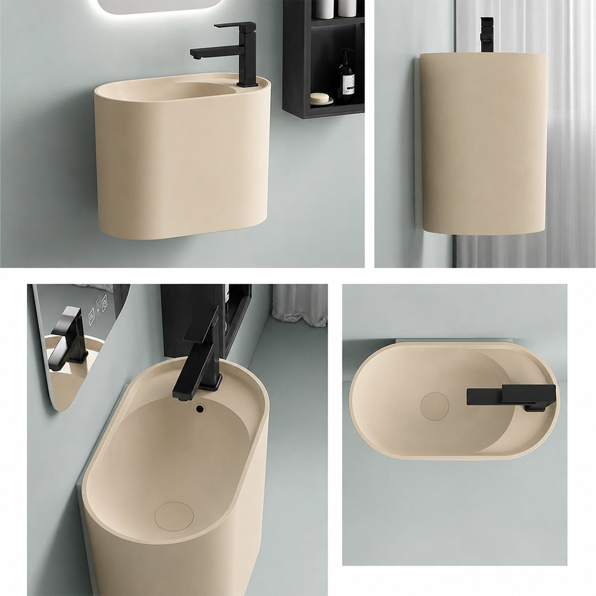 Lavoar, montaj suspendat, Jasmine Mat, 50x28 cm, cu gaura de baterie, Siena