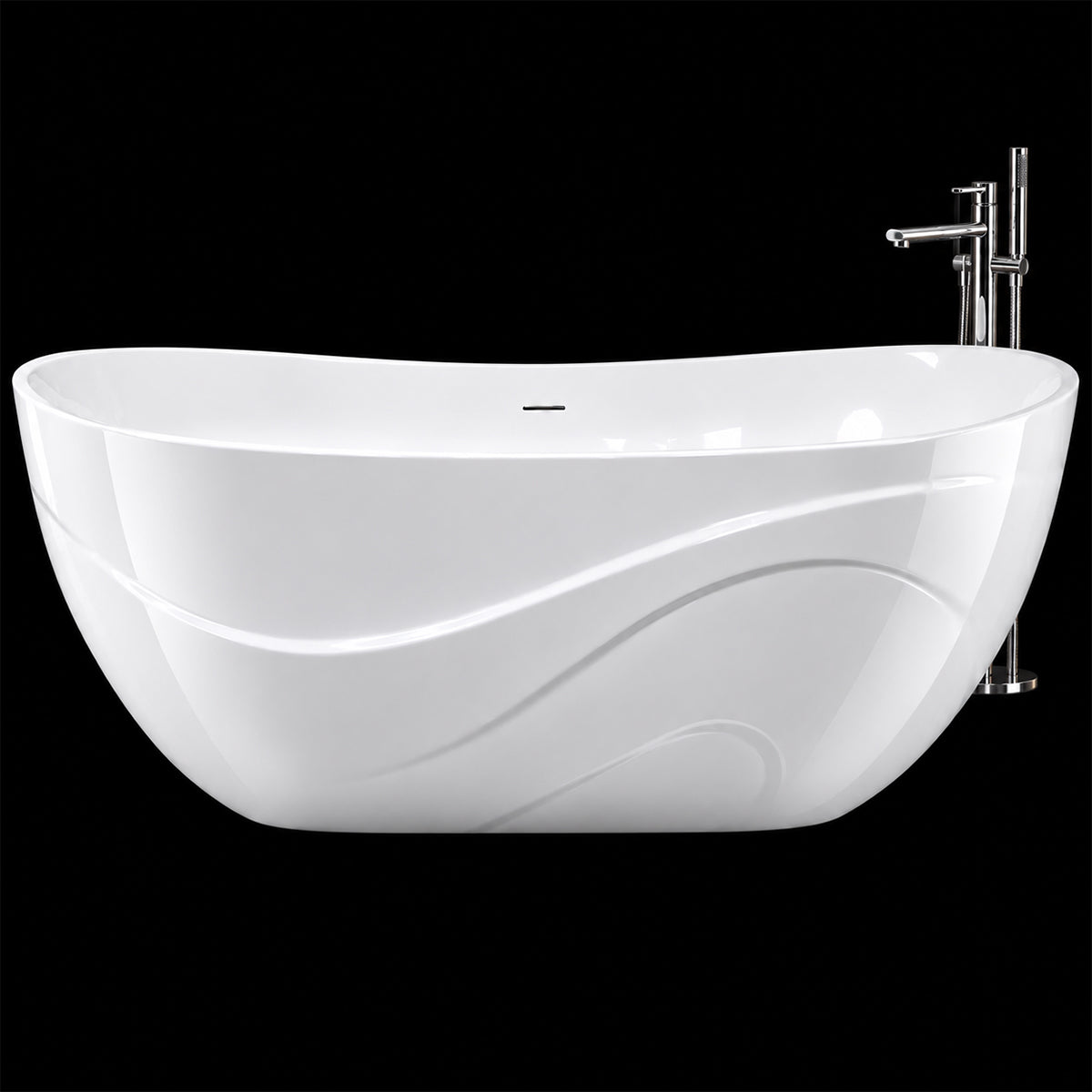 Cada de baie, compozit mineral, ventil inclus alb, freestanding, Alb Lucios,170x78 cm, Calista