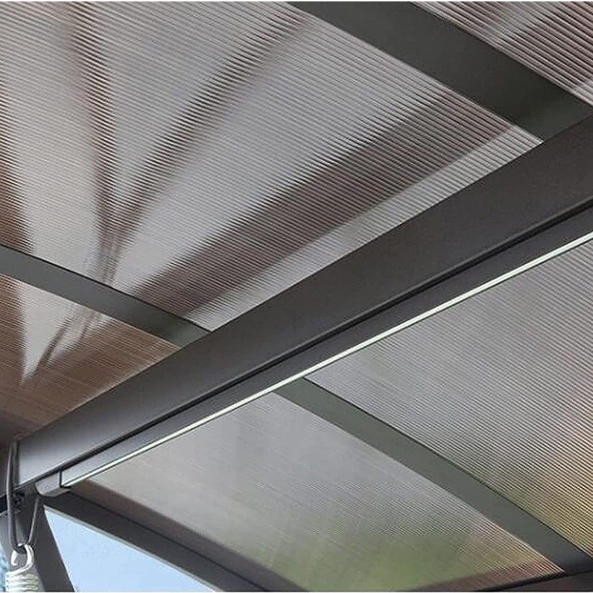 Balansoar de 3 persoane, gradina sau terasa, aluminiu, iluminare Led, suport de pahare, perne incluse, maro, Solaris