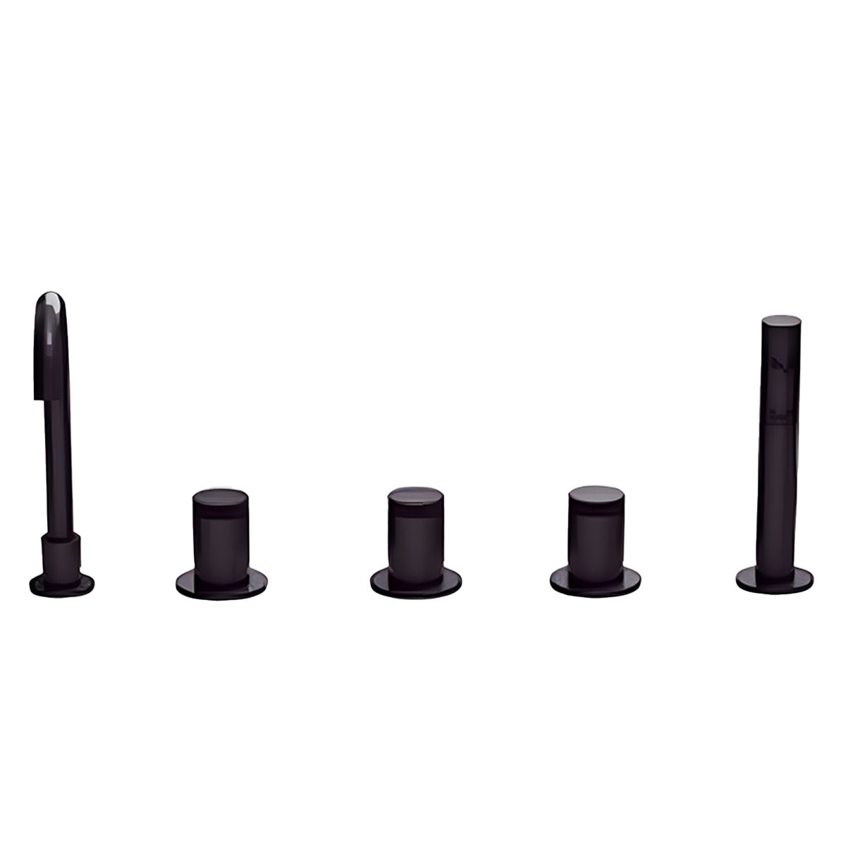 Baterie cada,  Negru Mat, Alama, 5 gauri, montaj pe cada, Viva
