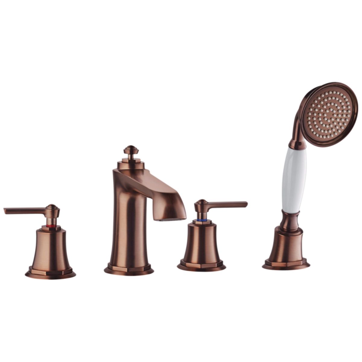 Baterie cada OMNIRES ARMANCE VINTAGE, finisaj periat Cupru, 4 gauri, perlator, duze silicon Easy Clean, montaj pe cada