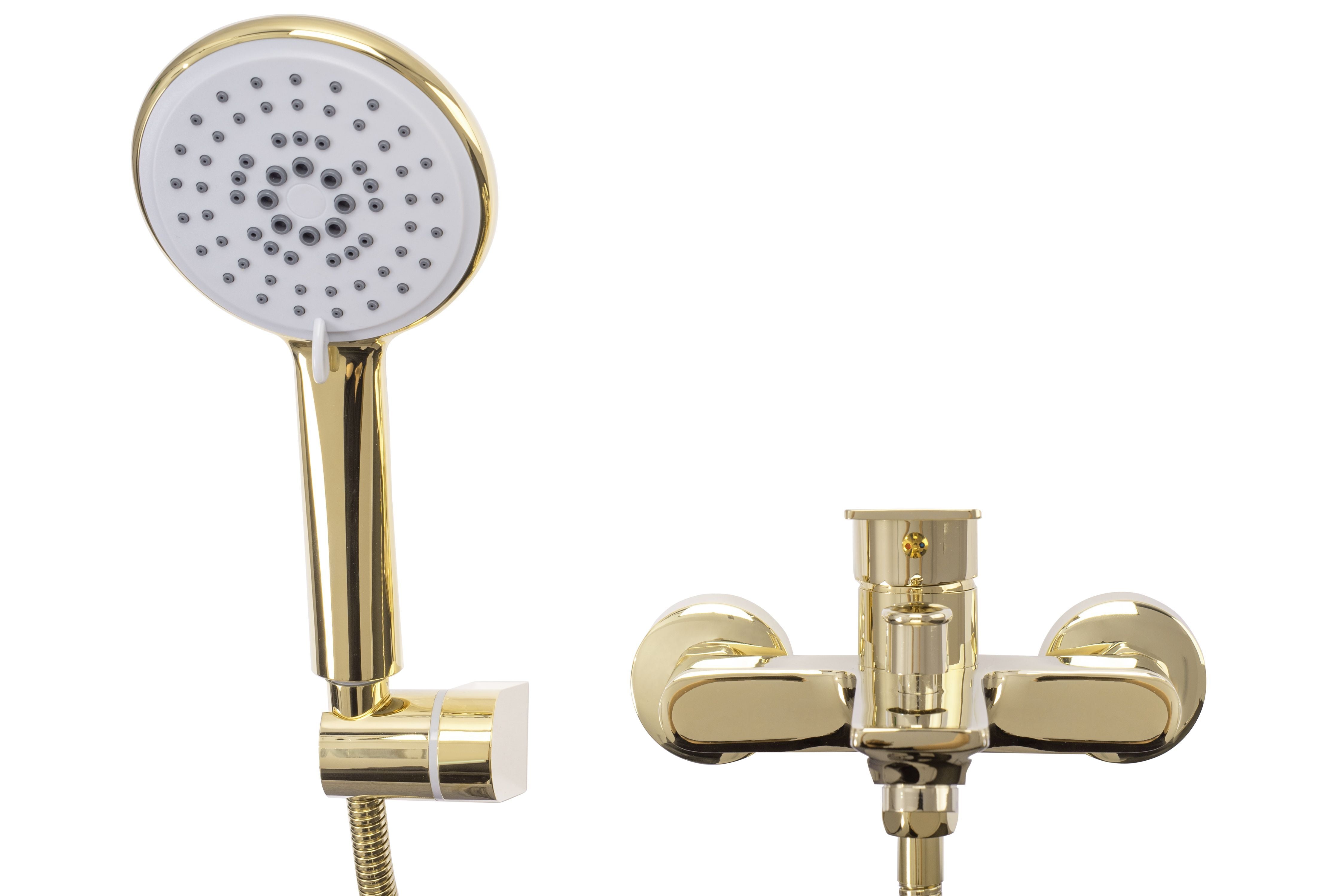Baterie cada REA-Mayson Gold, montaj pe perete, finisaj auriu, Dus de mana inclus