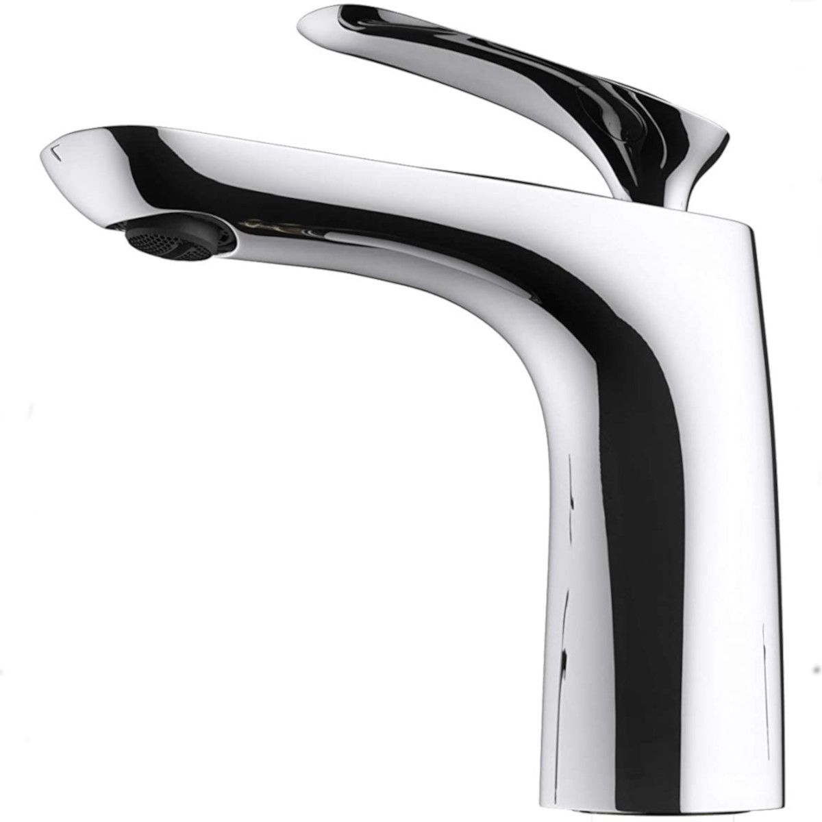 Baterie lavoar EGO-Brandi Chrome Low, montaj pe lavoar, finisaj Crom, perlator aer, design deosebit