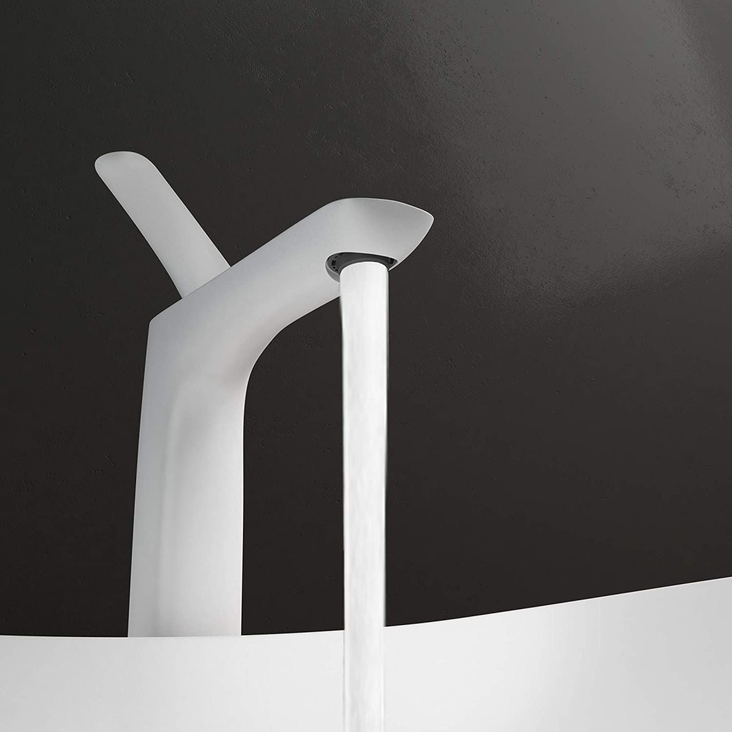Baterie lavoar EGO-Brandi White, montaj pe blat, finisaj Alb Mat, perlator aer, design deosebit