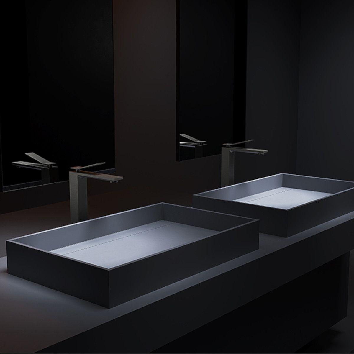 Baterie lavoar Negru Mat, perlator , montaj pe blat, Delos