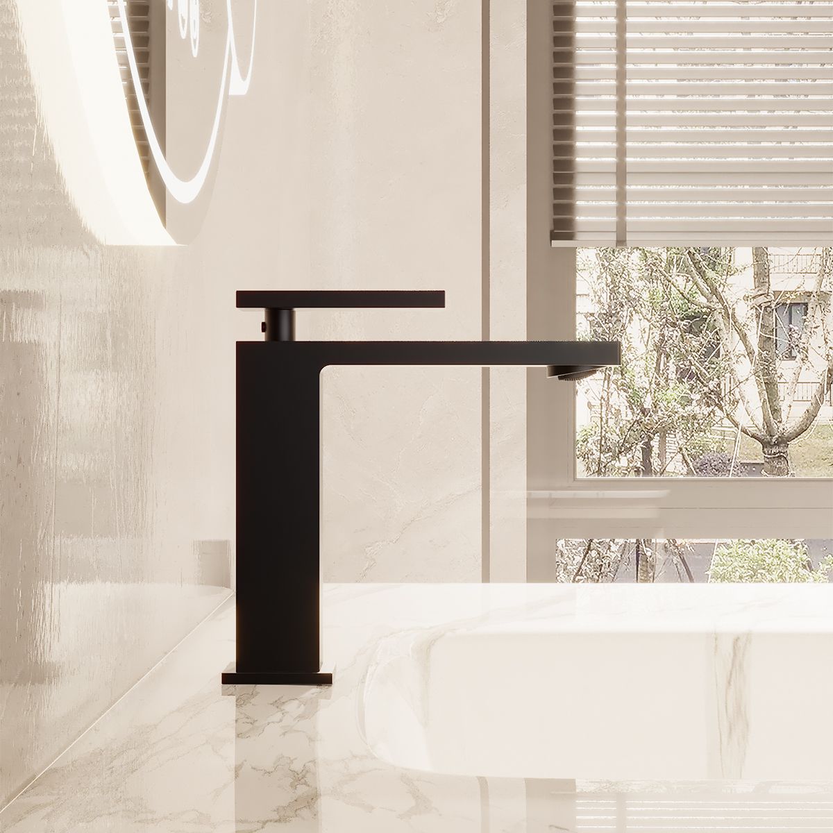 Baterie lavoar, Negru Mat, Perlator, otel inoxidabil, montaj pe lavoar, Armonia