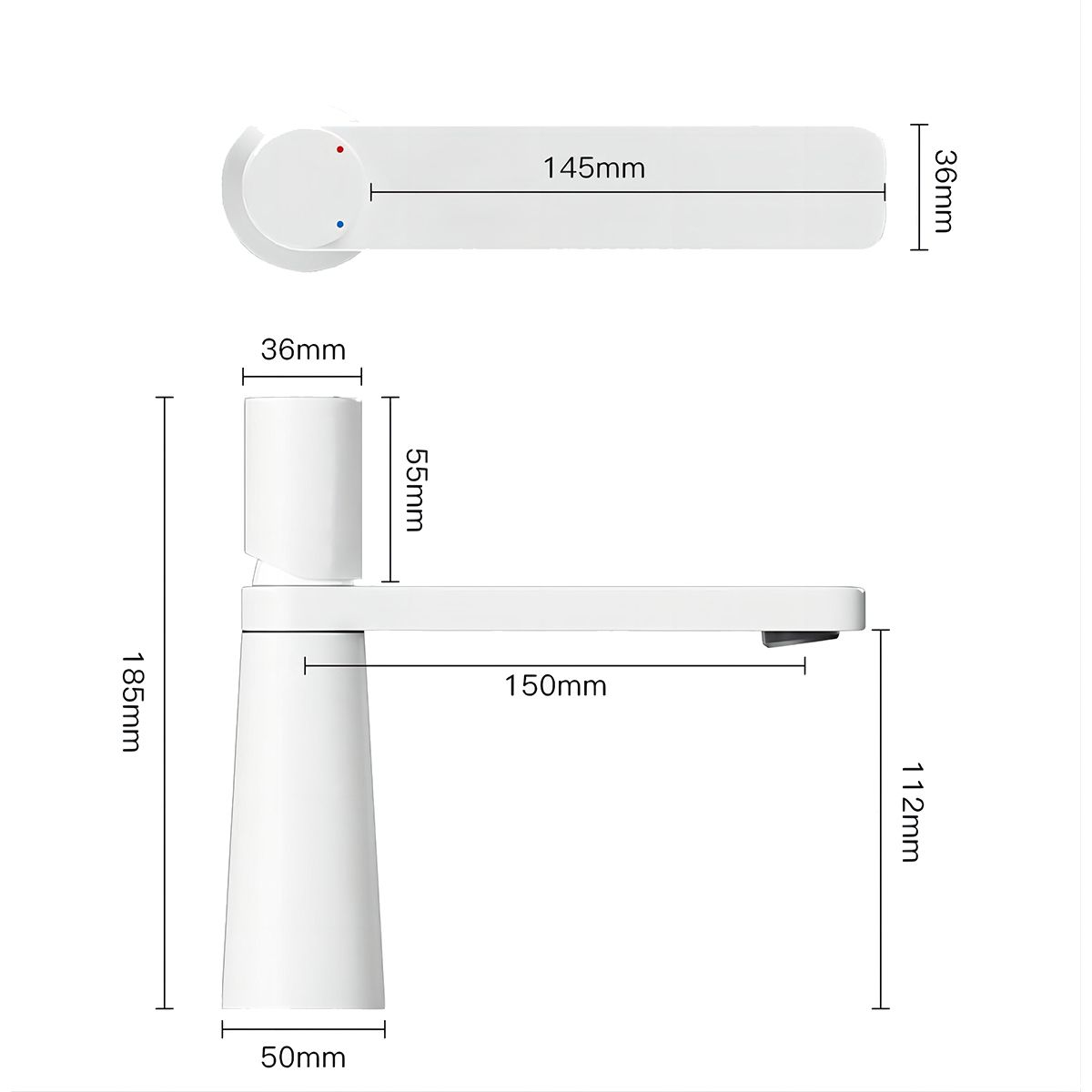 Baterie lavoar Pilar, Crom, inaltime 18.5 cm, montaj pe lavoar