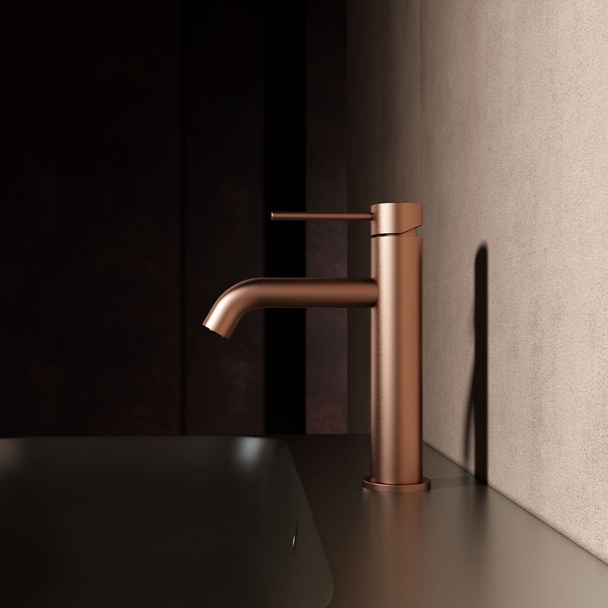 Baterie lavoar, Rose Gold Mat, Perlator, otel inoxidabil, montaj pe lavoar, Fino