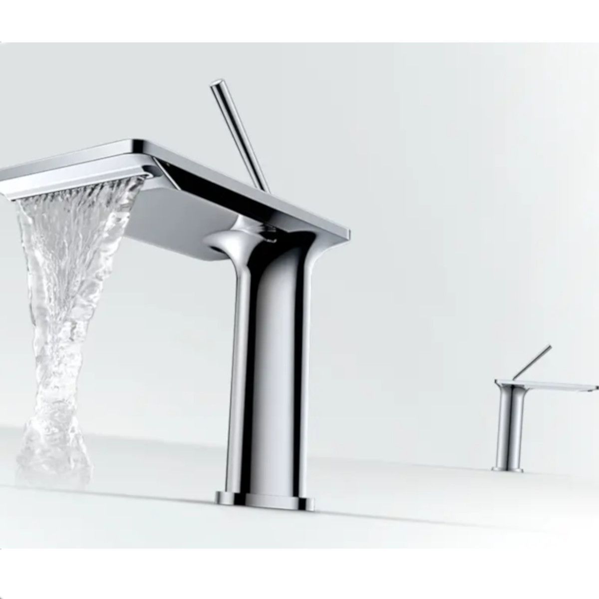 Baterie lavoar , Tip cascada, Perlator, Crom, Montaj pe blat, inaltime 26 cm, Dion
