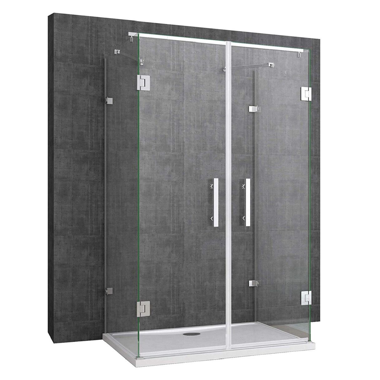 Cabina EGO-40, 3 laturi, usi Batante deschidere 180 grade, sticla 8 mm, Dimensiuni 80-90x120