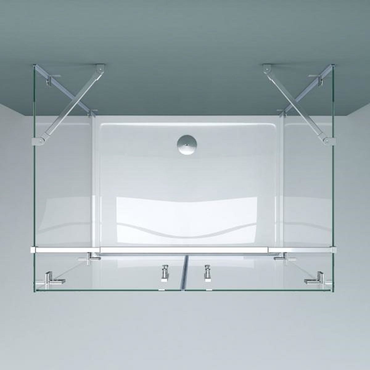 Cabina EGO-40, 3 laturi, usi Batante deschidere 180 grade, sticla 8 mm, Dimensiuni 80-90x120