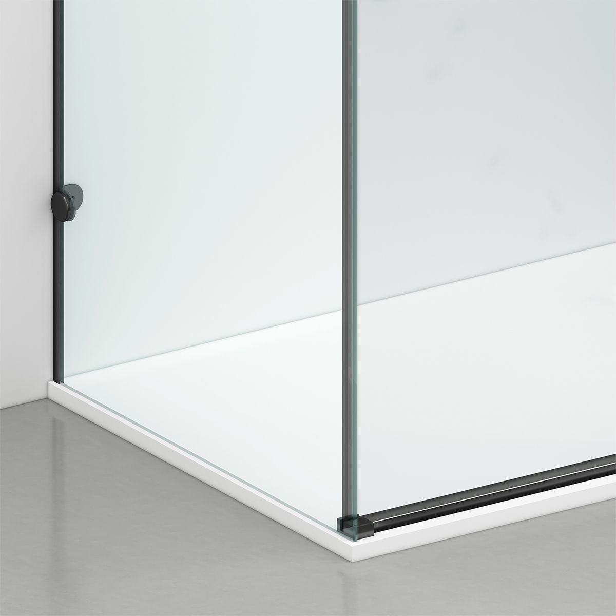 Cabina de dus, 3 laturi, perete fix, usa glisanta, 8 mm, Tratament Nano, Negru Mat, Dimensiuni 70-90x100-120-160 cm, Solana